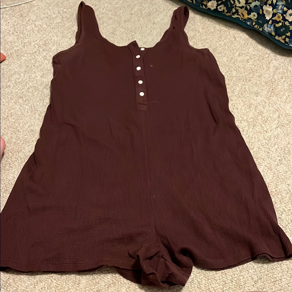 Plum Sleeveless Button-Up Romper